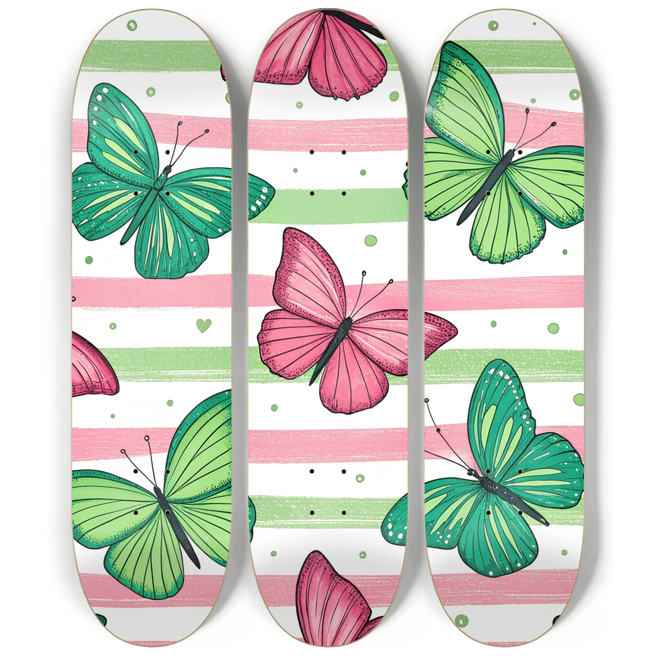 Green & Pink Butterfly 1.0 - Skater Wall